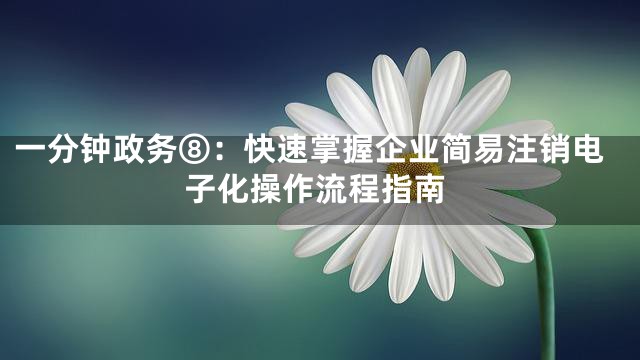 一分钟政务⑧：快速掌握企业简易注销电子化操作流程指南