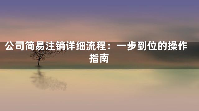 公司简易注销详细流程：一步到位的操作指南