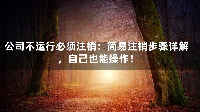 公司不运行必须注销：简易注销步骤详解，自己也能操作！