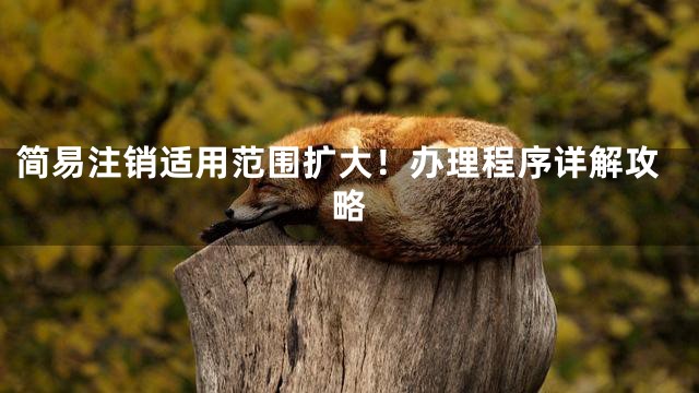 简易注销适用范围扩大！办理程序详解攻略