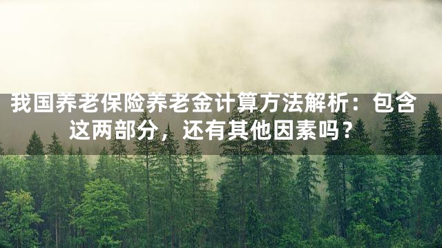 我国养老保险养老金计算方法解析：包含这两部分，还有其他因素吗？