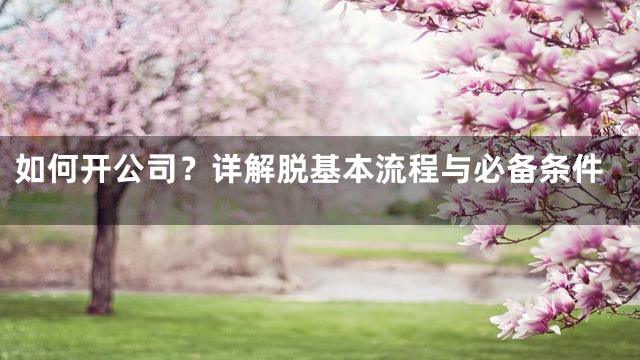如何开公司？详解脱基本流程与必备条件