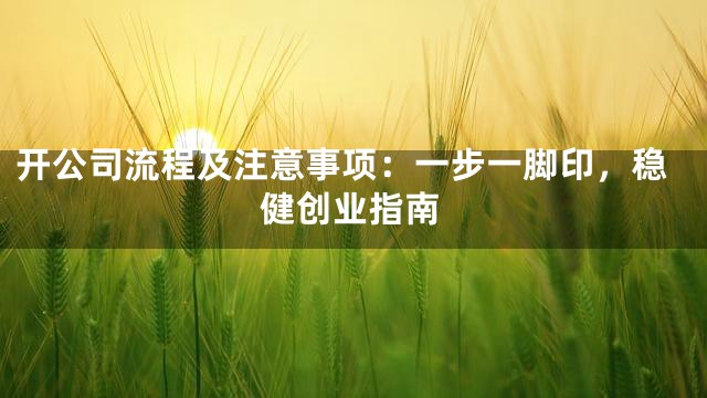 开公司流程及注意事项：一步一脚印，稳健创业指南