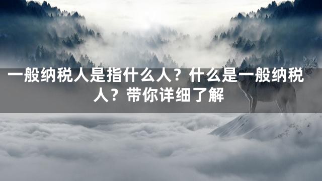一般纳税人是指什么人？什么是一般纳税人？带你详细了解