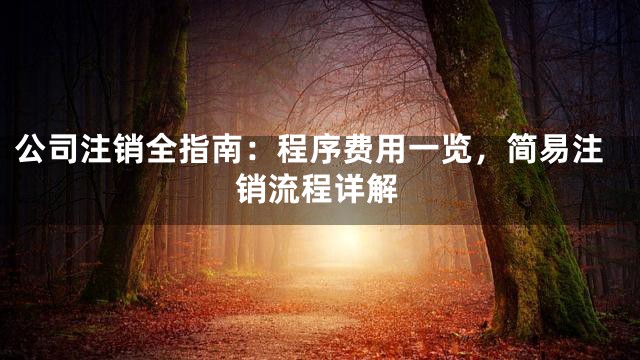 公司注销全指南：程序费用一览，简易注销流程详解