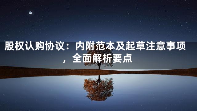 股权认购协议：内附范本及起草注意事项，全面解析要点