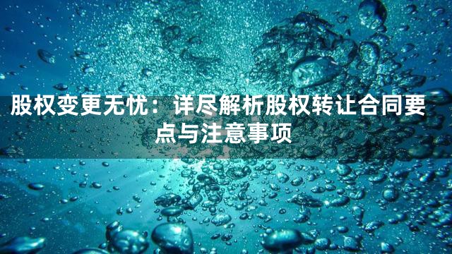 股权变更无忧：详尽解析股权转让合同要点与注意事项
