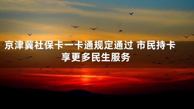 京津冀社保卡一卡通规定通过 市民持卡享更多民生服务