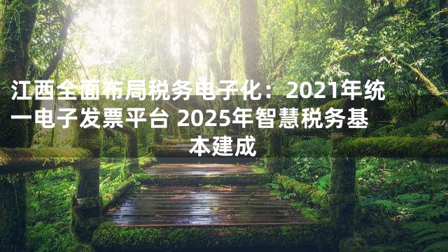 江西全面布局税务电子化：2021年统一电子发票平台 2025年智慧税务基本建成