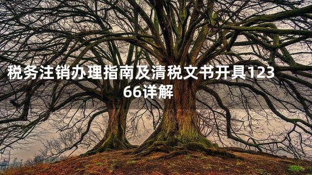 税务注销办理指南及清税文书开具12366详解