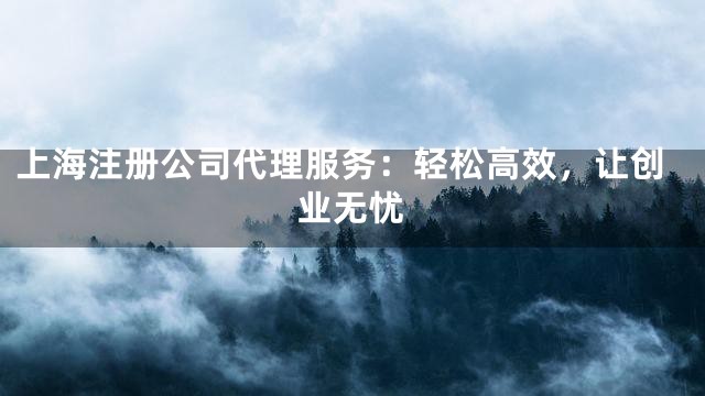 上海注册公司代理服务：轻松高效，让创业无忧
