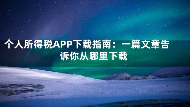 个人所得税APP下载指南：一篇文章告诉你从哪里下载