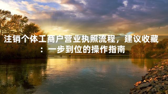 注销个体工商户营业执照流程，建议收藏：一步到位的操作指南