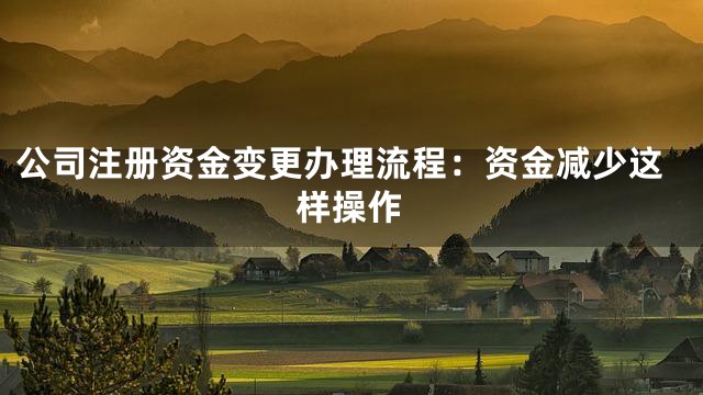 公司注册资金变更办理流程：资金减少这样操作