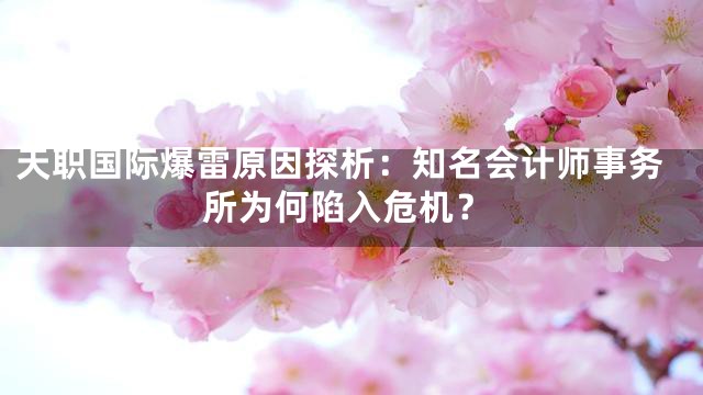 天职国际爆雷原因探析：知名会计师事务所为何陷入危机？