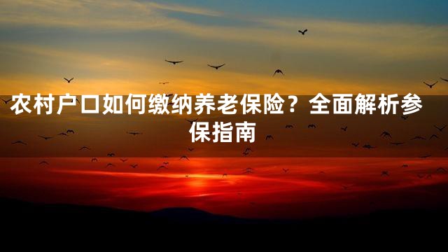 农村户口如何缴纳养老保险？全面解析参保指南