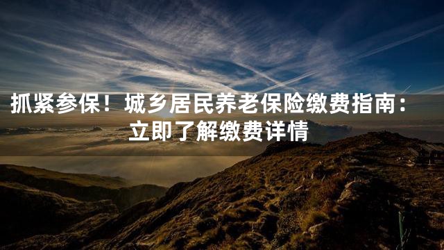 抓紧参保！城乡居民养老保险缴费指南：立即了解缴费详情