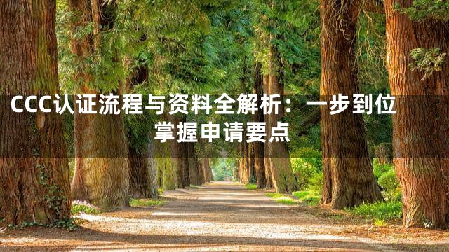 CCC认证流程与资料全解析：一步到位掌握申请要点