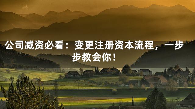 公司减资必看：变更注册资本流程，一步步教会你！