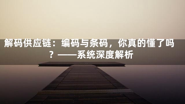 解码供应链：编码与条码，你真的懂了吗？——系统深度解析