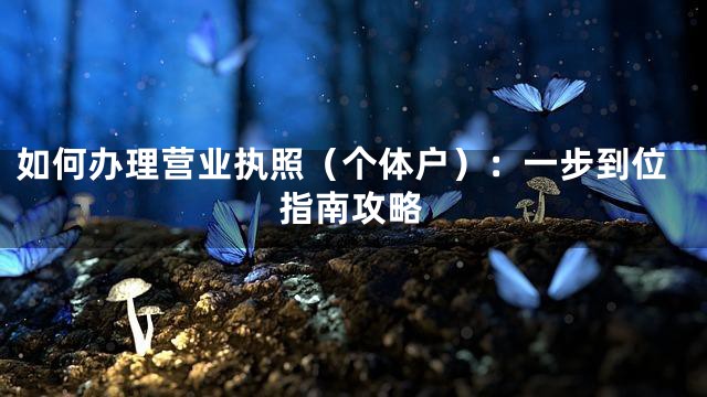 如何办理营业执照（个体户）：一步到位指南攻略