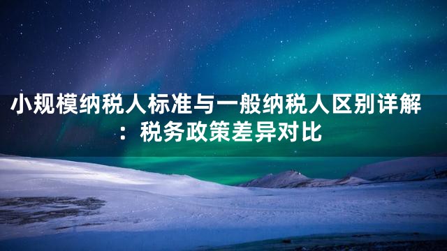 小规模纳税人标准与一般纳税人区别详解：税务政策差异对比