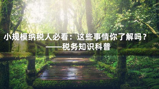 小规模纳税人必看：这些事情你了解吗？——税务知识科普