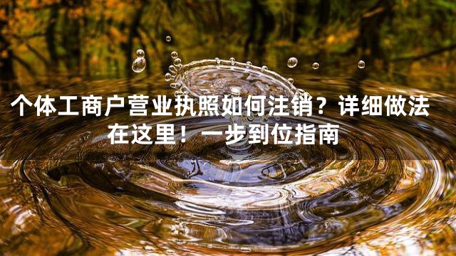 个体工商户营业执照如何注销？详细做法在这里！一步到位指南