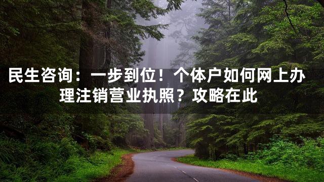 民生咨询：一步到位！个体户如何网上办理注销营业执照？攻略在此