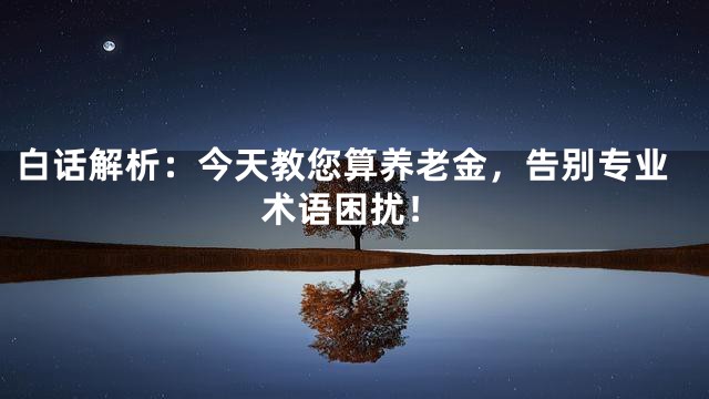 白话解析：今天教您算养老金，告别专业术语困扰！