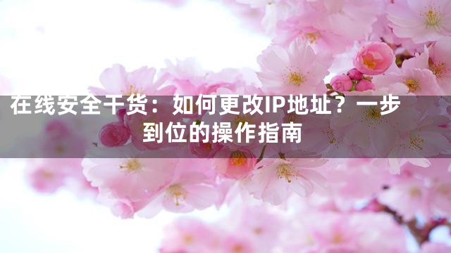 在线安全干货：如何更改IP地址？一步到位的操作指南