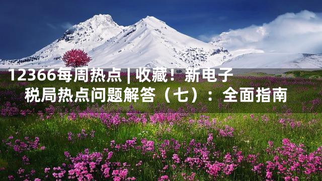 12366每周热点 | 收藏！新电子税局热点问题解答（七）：全面指南