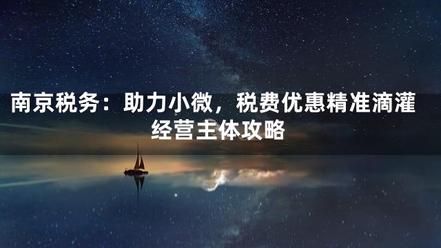 南京税务：助力小微，税费优惠精准滴灌经营主体攻略