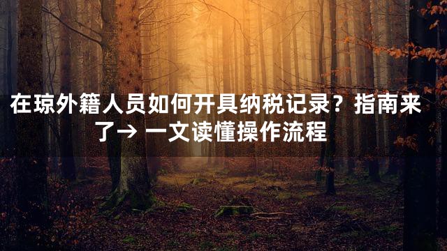 在琼外籍人员如何开具纳税记录？指南来了→ 一文读懂操作流程