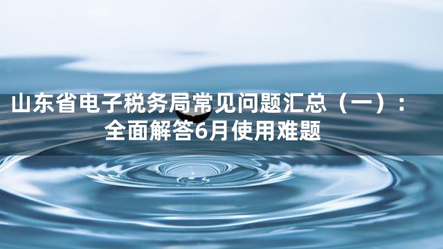 山东省电子税务局常见问题汇总（一）：全面解答6月使用难题