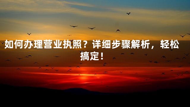 如何办理营业执照？详细步骤解析，轻松搞定！