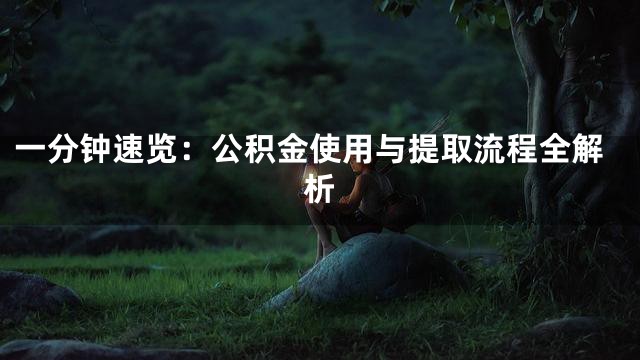 一分钟速览：公积金使用与提取流程全解析
