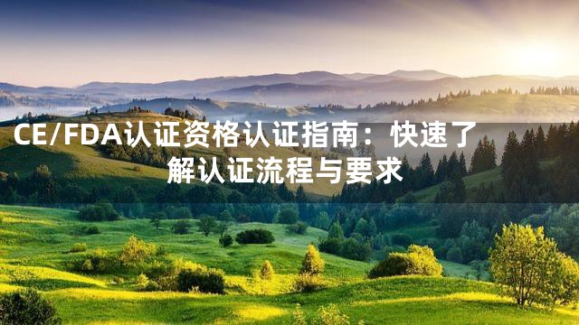 CE/FDA认证资格认证指南：快速了解认证流程与要求