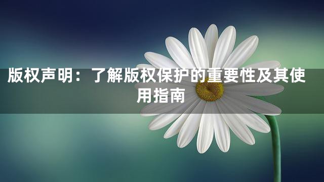 版权声明：了解版权保护的重要性及其使用指南
