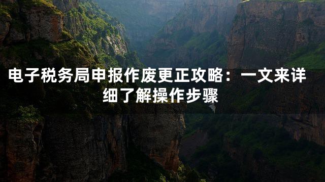 电子税务局申报作废更正攻略：一文来详细了解操作步骤