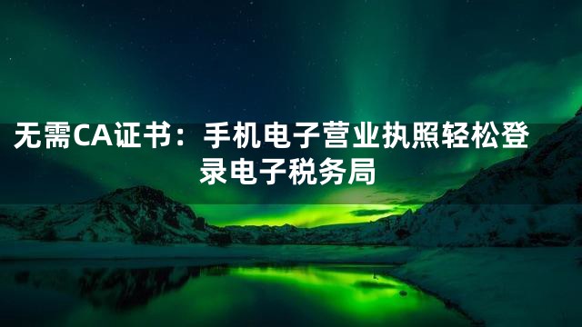 无需CA证书：手机电子营业执照轻松登录电子税务局