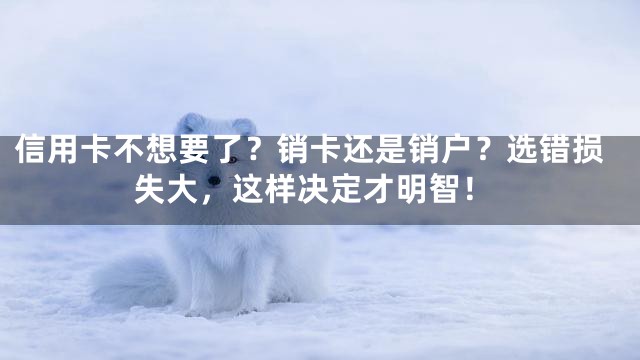 信用卡不想要了？销卡还是销户？选错损失大，这样决定才明智！