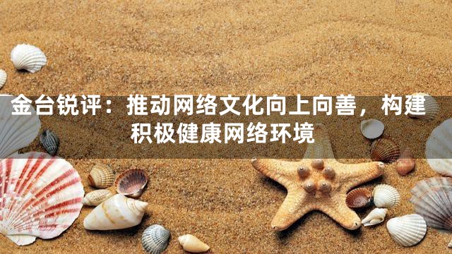 金台锐评：推动网络文化向上向善，构建积极健康网络环境