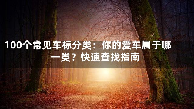 100个常见车标分类：你的爱车属于哪一类？快速查找指南