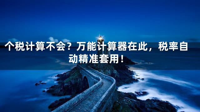 个税计算不会？万能计算器在此，税率自动精准套用！