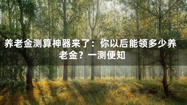养老金测算神器来了：你以后能领多少养老金？一测便知