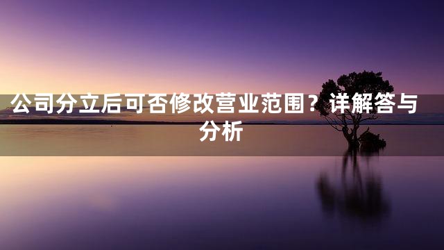 公司分立后可否修改营业范围？详解答与分析