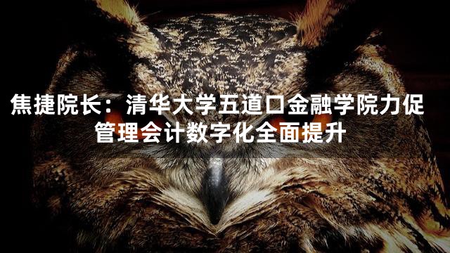 焦捷院长：清华大学五道口金融学院力促管理会计数字化全面提升