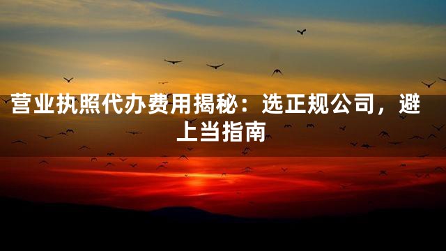 营业执照代办费用揭秘：选正规公司，避上当指南