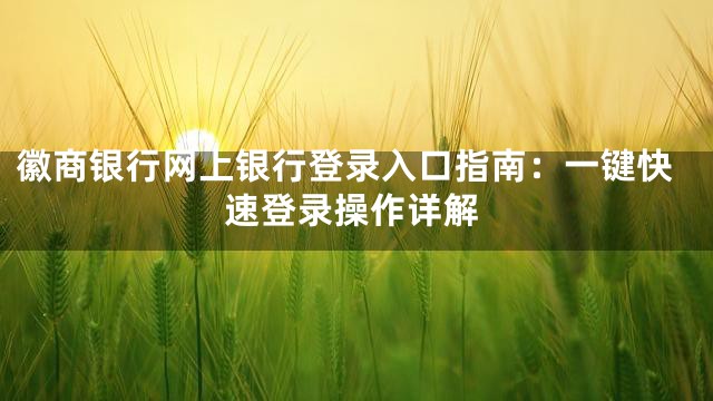 徽商银行网上银行登录入口指南：一键快速登录操作详解